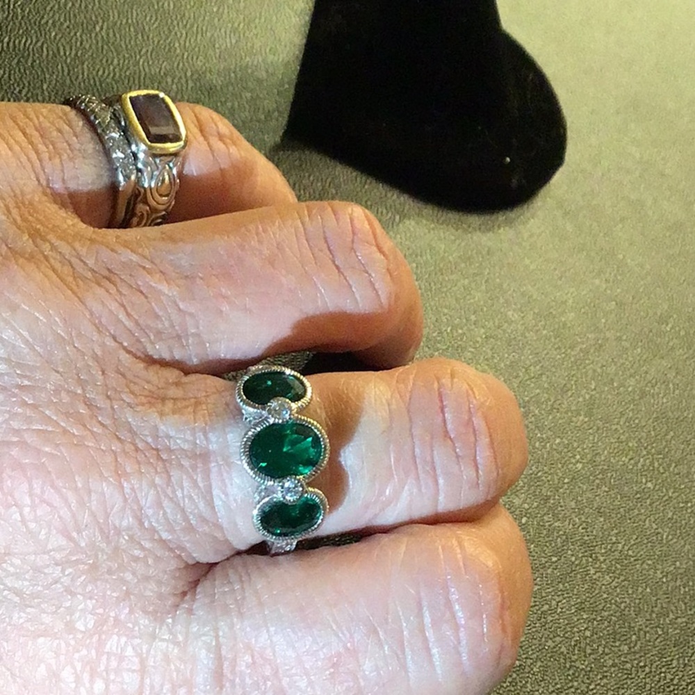 JUDITH RIPKA CHROME DIOPSIDE AND DIAMONIQUE RING - Picture 9 of 9